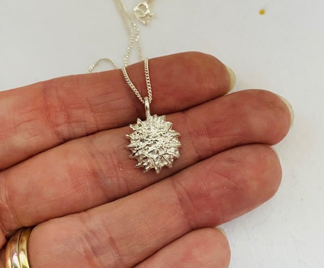 Textured Silver Sun Pendant, Recycled Silver Ne... - Folksy