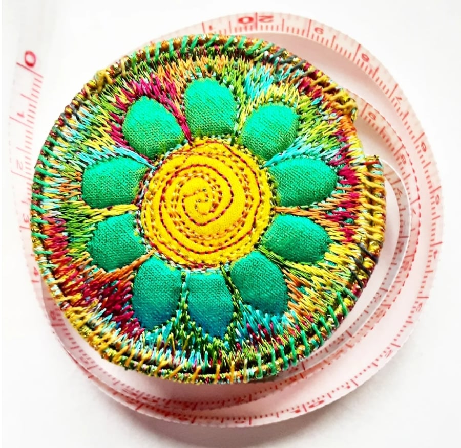 Tape Measure Retractable with Free Machine Embroidery 