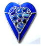 Heart Suncatcher Stained Glass Blue  Abstract 025 Nugget Handmade Gift - Image 7