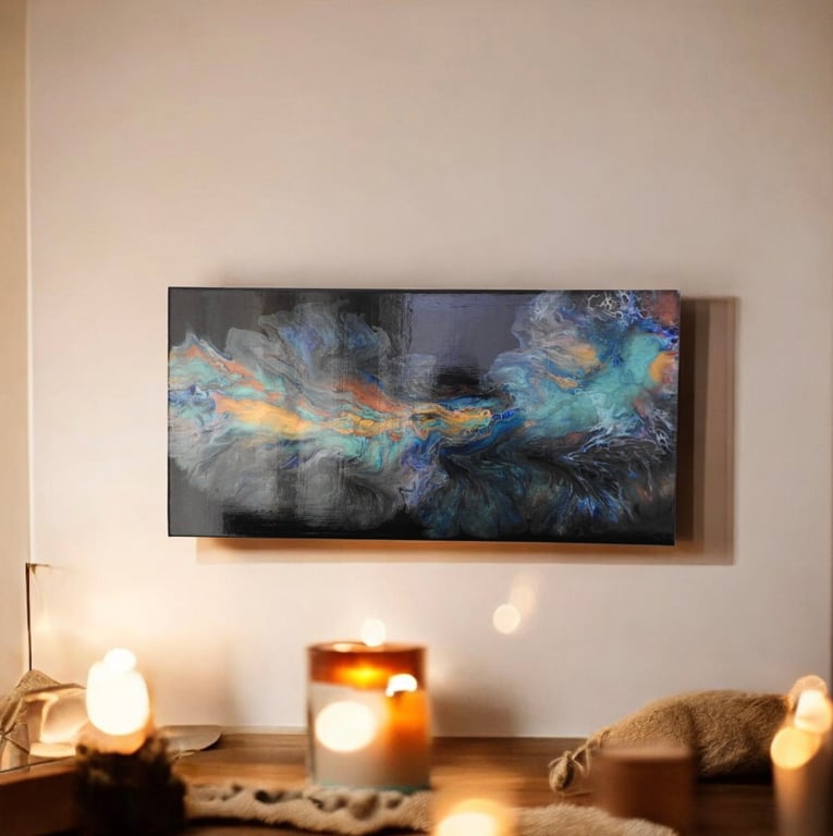 Abstract rivers one , fluid acrylic canvas 