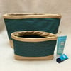 Small Turquoise Japanese Fabric Edo Komon Seigaiha Zip Pouch Pencil Case