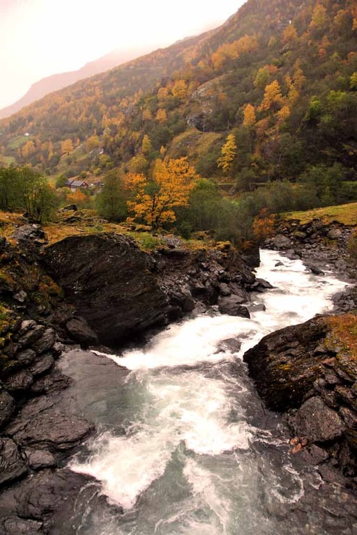 Waterfall Flamsdalen Valley Flam Norway Photograph Print