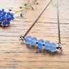 Horizontal Stacked Seaglass Pendant: Forget-me-not Blue