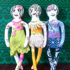 Retro Girls  -  pretty ladies made from vintage and reclaimed fabric 