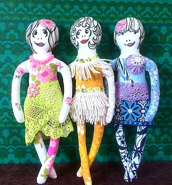 Retro Girls  -  pretty ladies made from vintage and reclaimed fabric 