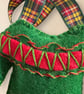 Fair isle Christmas jumper decoration, embroidered tree bauble, tartan red green - Image 5