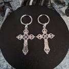 Gothic Cross Hoop Earrings Stainless Steel Hoops