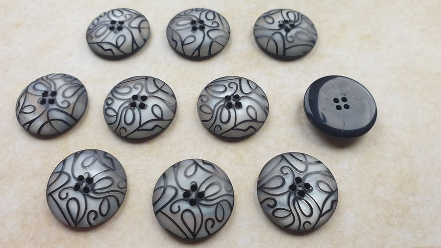 23mm 36L Italian Designer Polyester Buttons x 4 Buttons