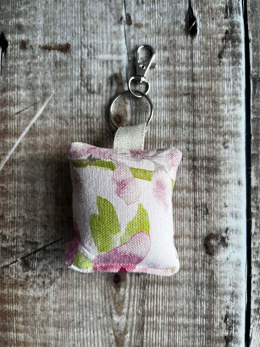 Pink Pattern Fabric Keyring with Clasp