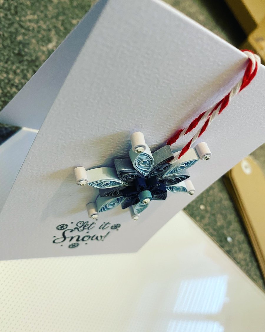 Quilled Quilling Christmas Greeting keepsake snowflake decoration ornament Card