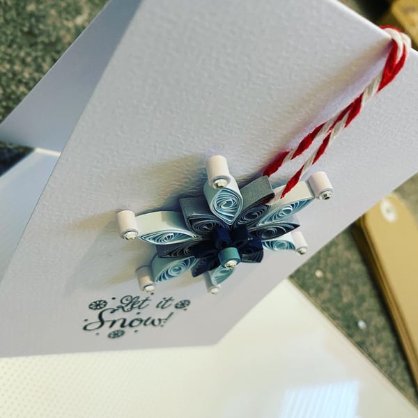 Quilled Quilling Christmas Greeting keepsake snowflake decoration ornament Card