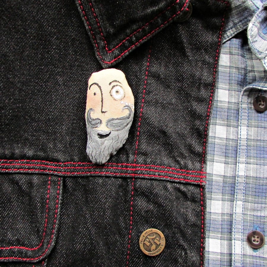 The Bearded Man,Beard Brooch, Bookmark, Zip Pull, Magnet, , Monical 