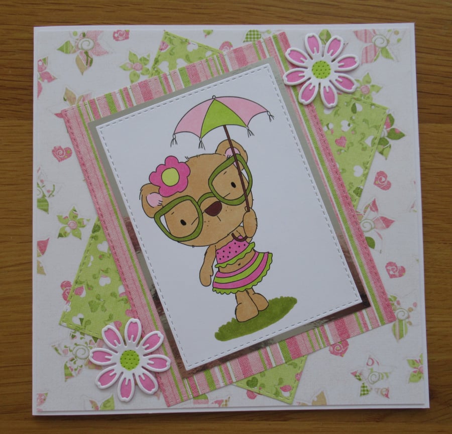 Bella With Her Parasol - 7x7" Any Occasion Card