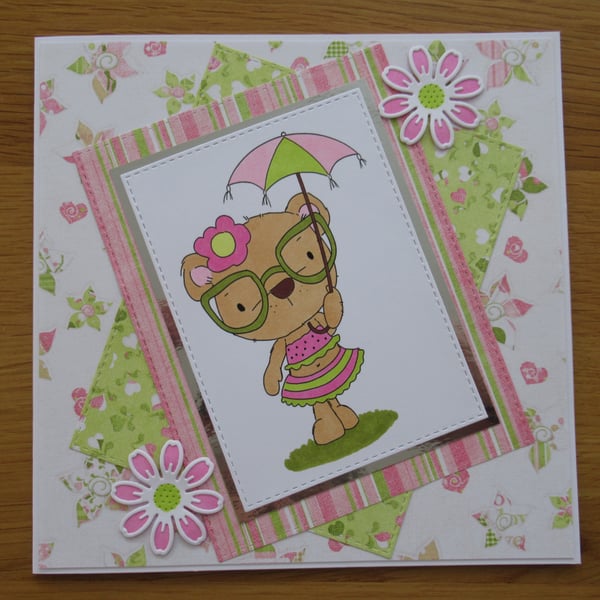 Bella With Her Parasol - 7x7" Any Occasion Card