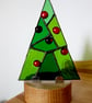 Abstract style  Stained Glass Festive Christmas Tree on solid wood plinth  - Image 2