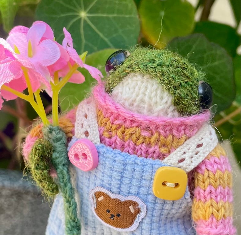 Meet Lola: The Tiny Hand-Knitted Frog, Froggy Ornament, Frog Gift