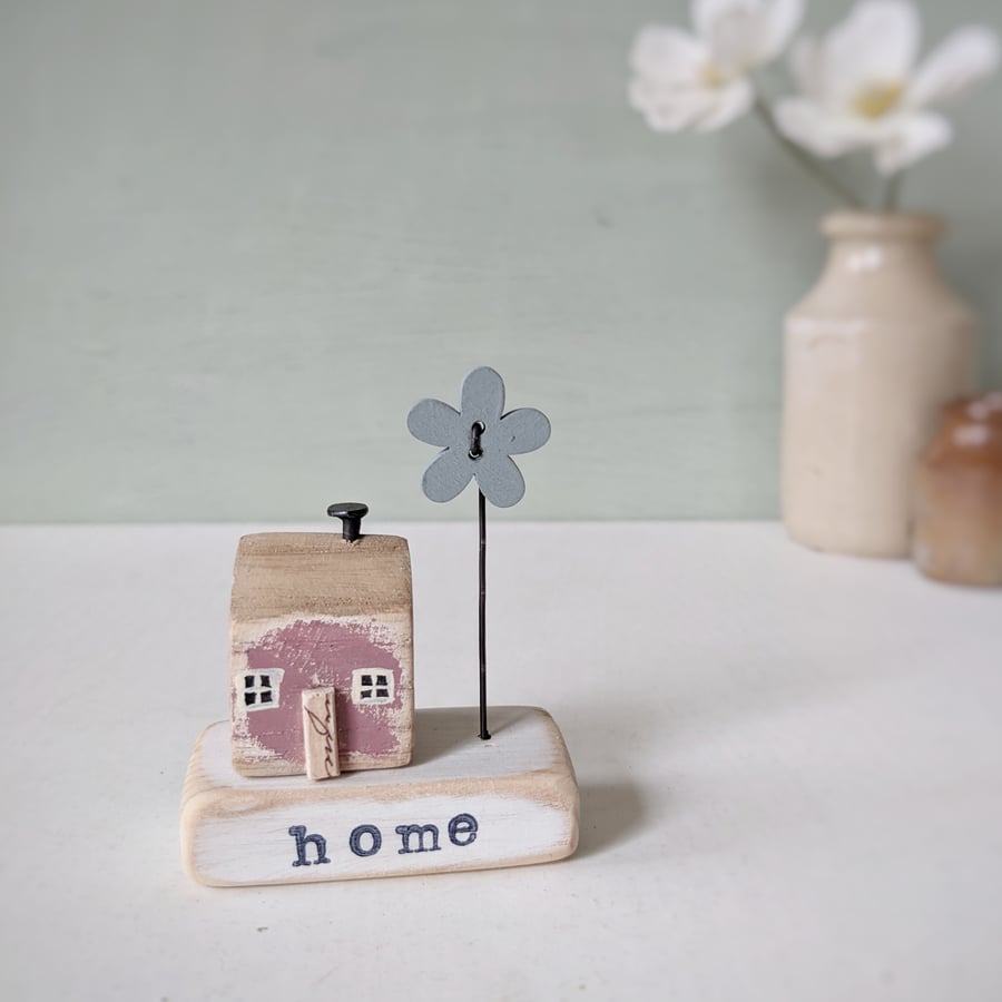 Little Wooden Handmade House and Base in a Bag - home