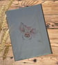 Farm animal Wall Art  Ink & Watercolour Animal Illustrations, pig
