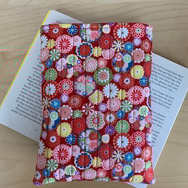 Japanese Floral Print Quillted Book Sleeve - Paperback Size