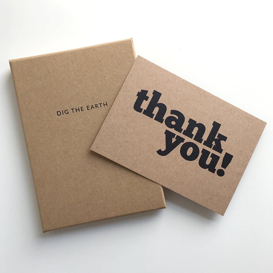 Thank You - Set Of 12 Mono Postcard Note Cards With Optional Box