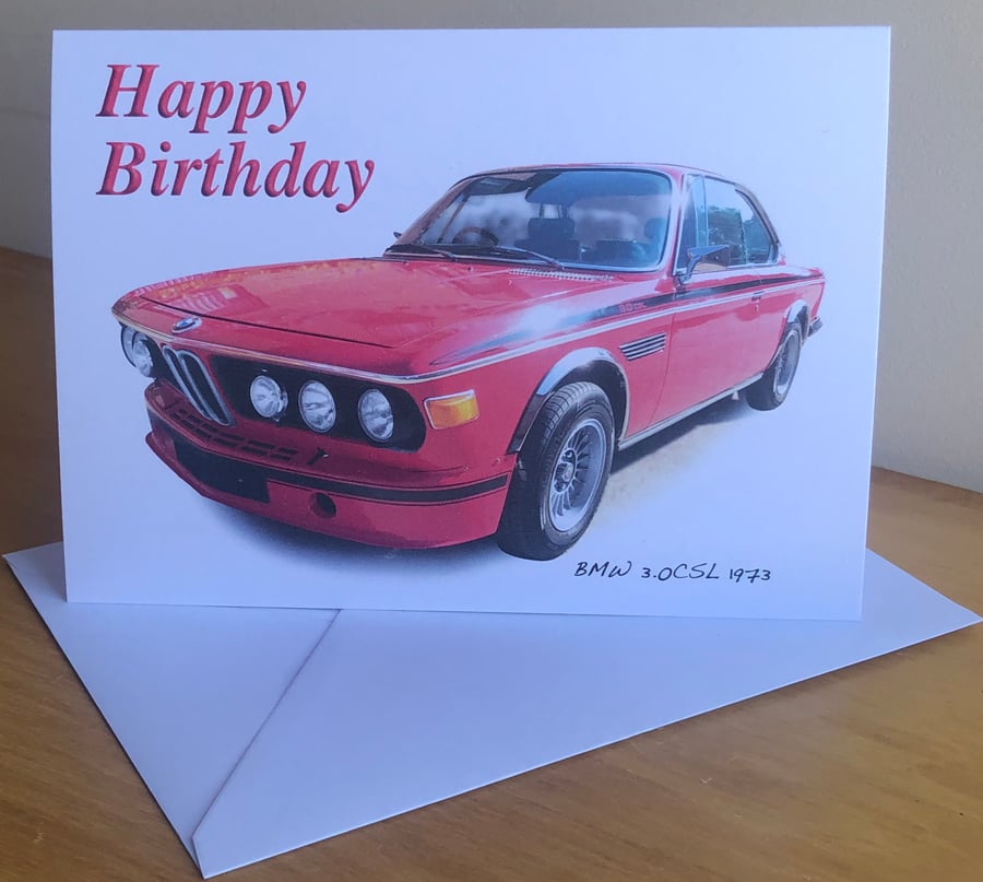 BMW 3.0CSL 1973 - Birthday, Anniversary, Retirement or Plain Card