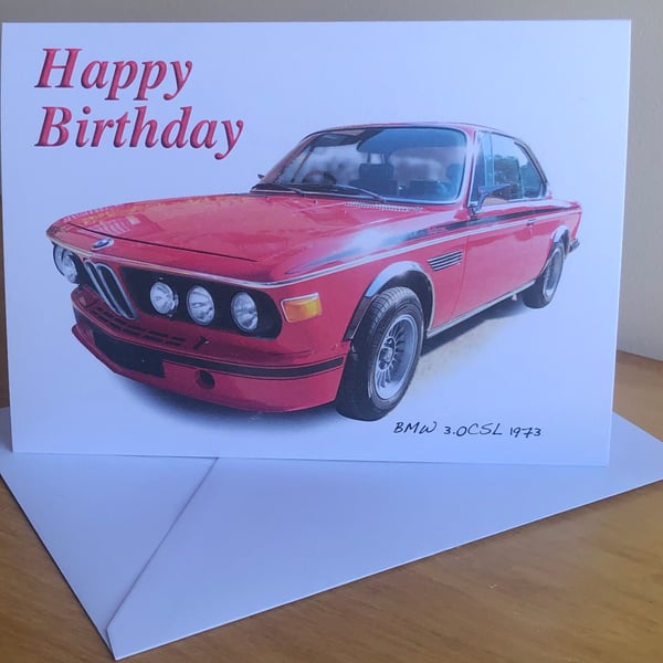 BMW 3.0CSL 1973 - Birthday, Anniversary, Retirement or Plain Card