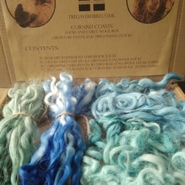 Cornish Coasts, mixed breeds curly wool, sea inspire,  felting wool, doll hair