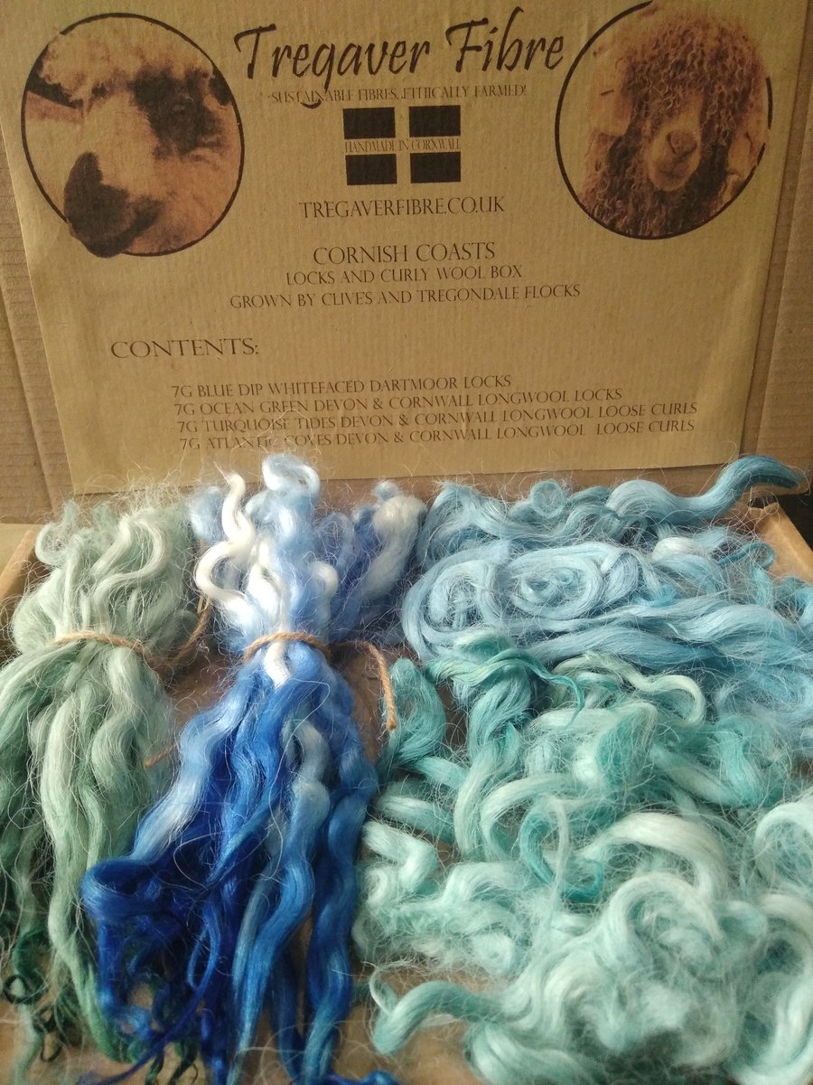 Cornish Coasts, mixed breeds curly wool, sea inspire,  felting wool, doll hair