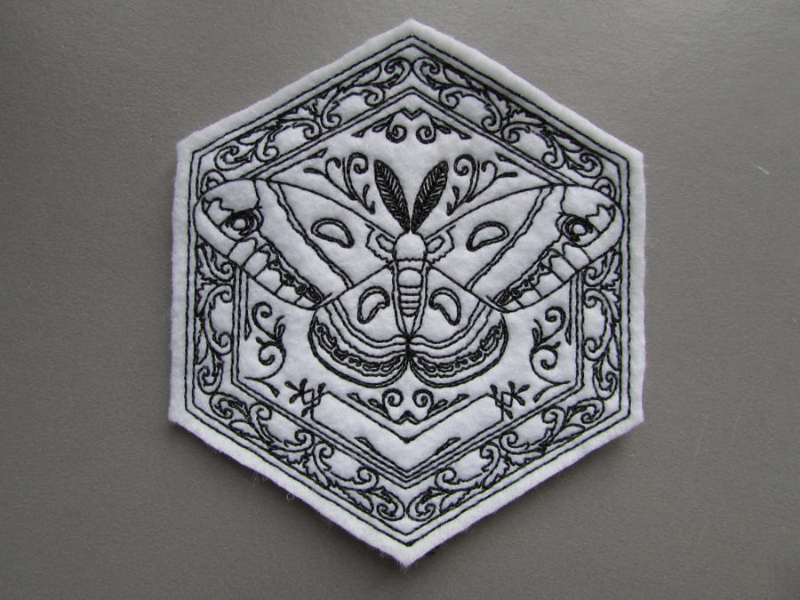 Embroidered Moth Applique Patch