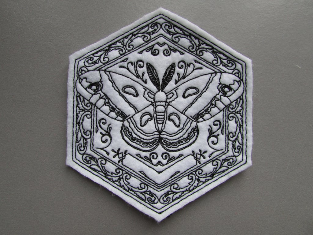 Embroidered Moth Applique Patch