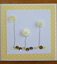 Pack of 3 Mini Blank Cards - Yellow Button Flowers and Sequins - Image 2