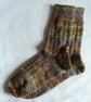 Hand-cranked Knitted Ribbed Wool Socks Size 6 to 7 - Image 2