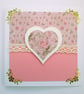Pink roses and lace heart card for Valentines, a wedding or an anniversary
