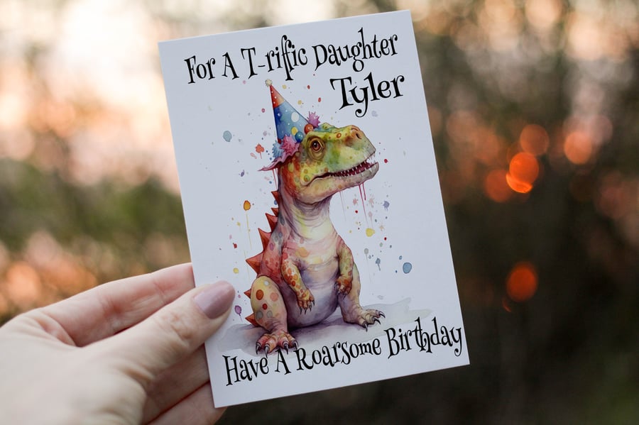 Dinosaur Daughter Birthday Card, Card for Daughter, Birthday Card