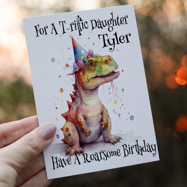 Dinosaur Daughter Birthday Card, Card for Daughter, Birthday Card