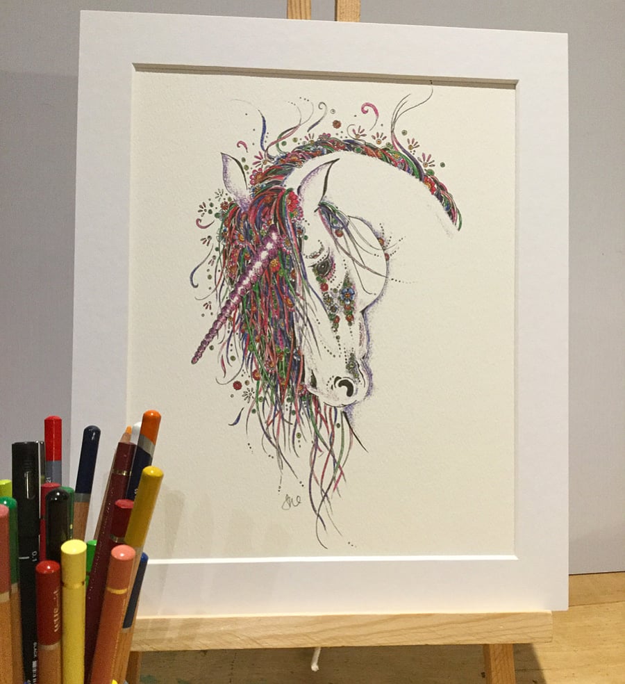 Beautiful pink unicorn Art print 