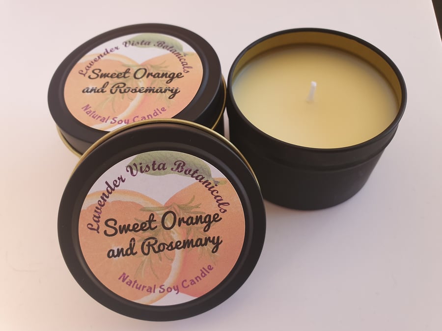 Sweet Orange and Rosemary Natural Soy Candle 