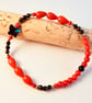 Red Bamboo Coral Bracelet With Black Spinel And Swarovski Butterfly - Image 5