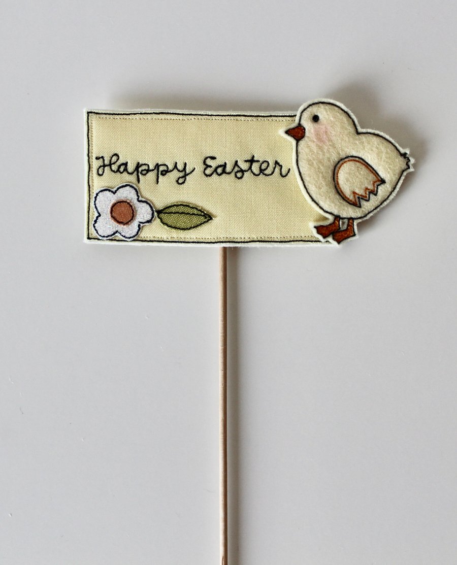 'Happy Easter Chick' - A Handmade Label on a Stick