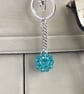 Handbag Charm, Turquoise Crystal with a Chainmaille Chain and Keyring - Last One - Image 5