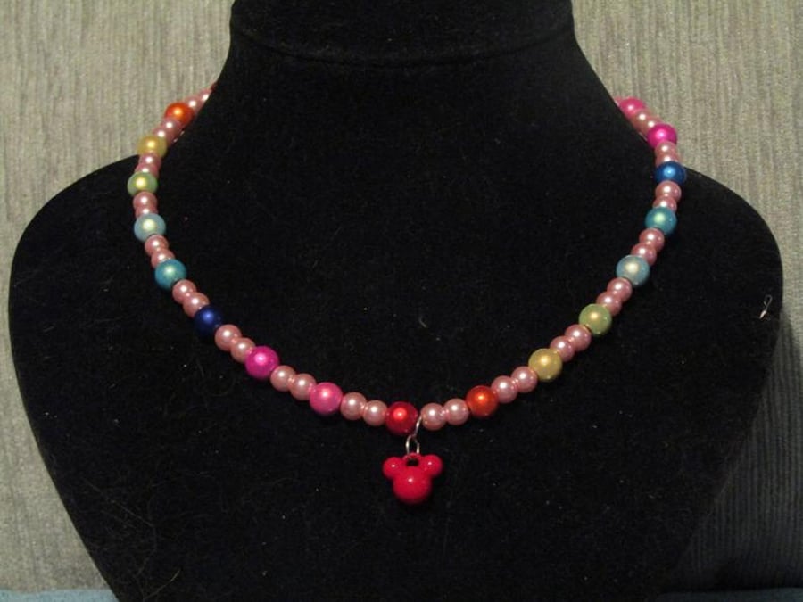 Disney Themed Miracle Bead Necklace with Mickey Mouse charm