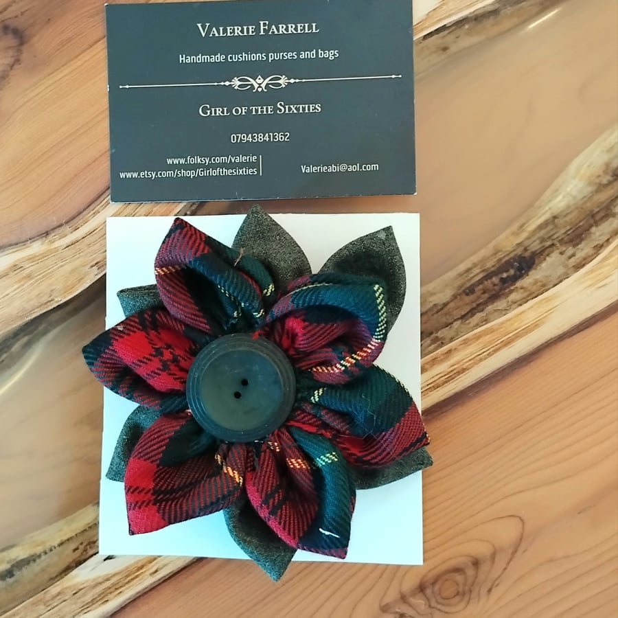 Tartan Flower Brooch