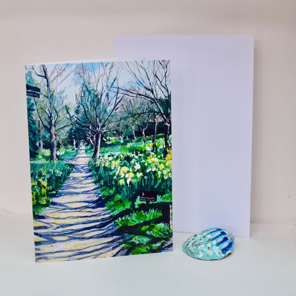 Hampton Court Daffodils – Blank Greeting Card - Spring Art Card