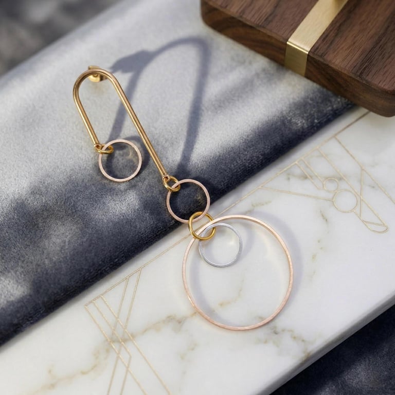 Asymmetric Hoop Earrings, Geometric Arch Bar Dangle Drop, 8.5x3cm