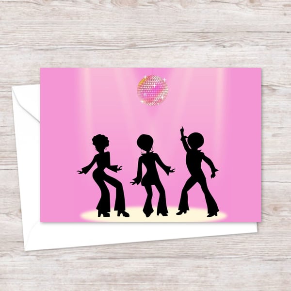 Seventies Disco Greeting Card: Platform Shoes and Glitter Ball (706)