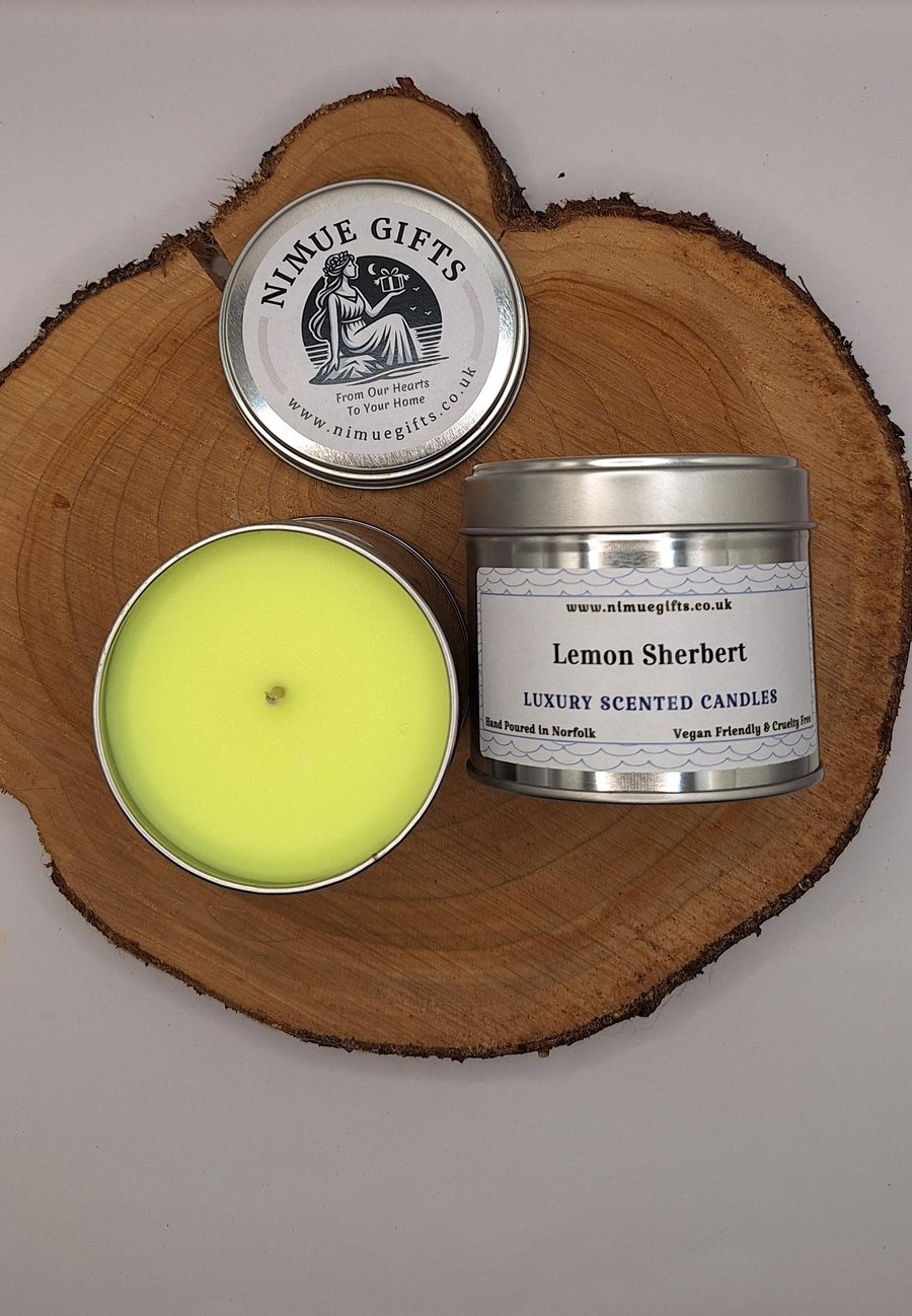 Lemon Sherbert Scented Candle In A Tin