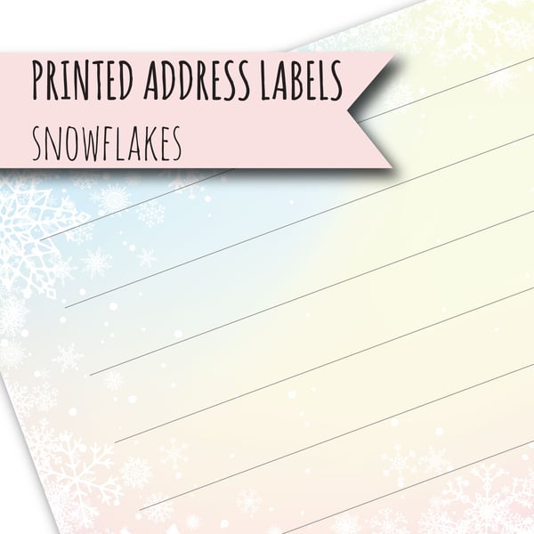 Printed self-adhesive address labels, snowflakes, letter writing