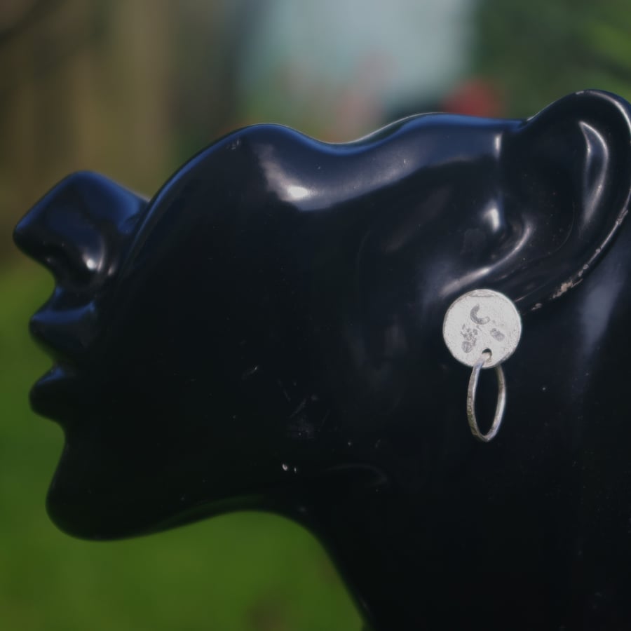 Textured Silver Earrings with Hoops