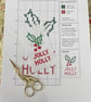 Simple 'Jolly Holly' Christmas Cross Stitch Pattern PDF Chart Perfect for Cards