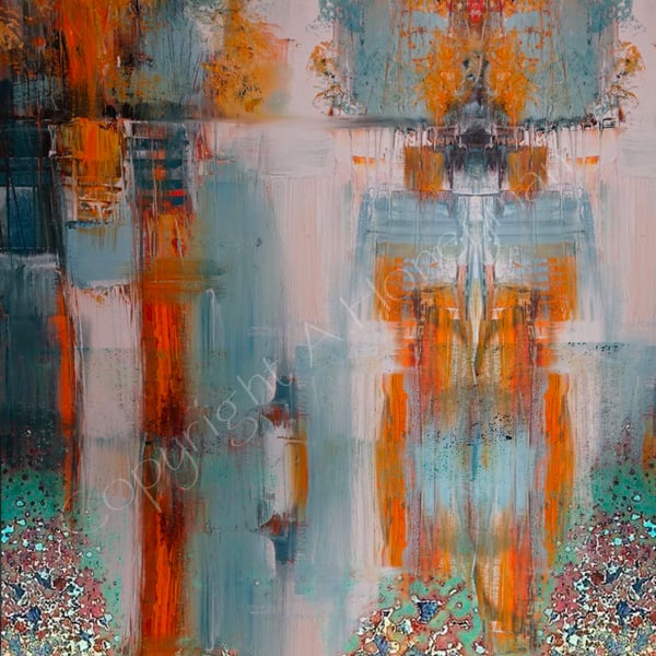 Abstract Scottish landscape mixed media print